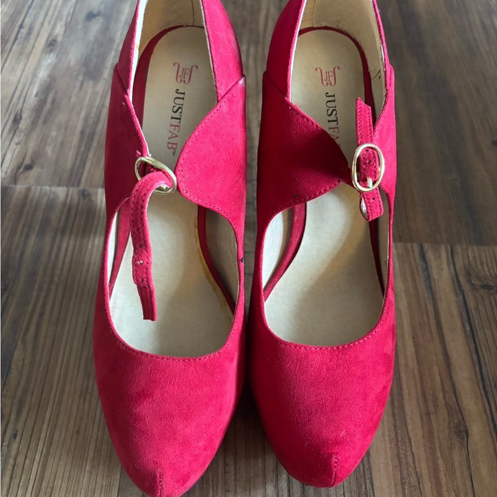 JustFab Red Heels Elegant Statement Shoes